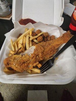 The Whole Catfish was nice and FRESH! It was pricey but worth it. I didn't feel cheated.