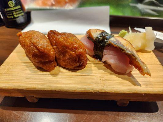 Inari and Unagi/albacore nigiri.