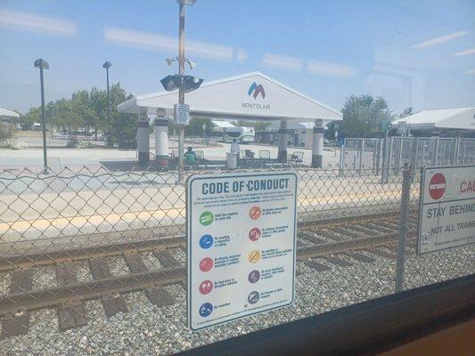 View of Montclair Station from inside eastbound train