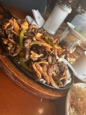 Mixed fajita OMG meat was great, humus awesome and this is definitely a portion for two