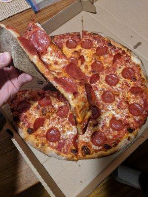 Large pepperoni well done