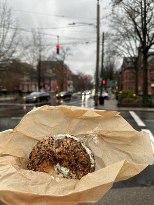 Everything Everything Bagel with Spinach Artichoke Schmear