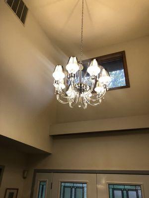 Chandelier Install from a 17 ft ceiling