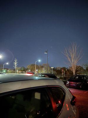 Parking lot lights out very dark