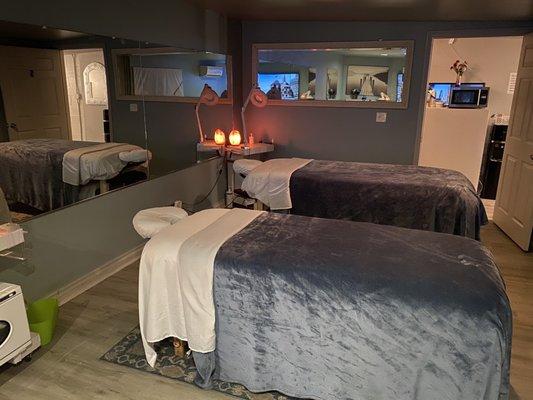 Couples massage tables in upstairs area - 90 Minute Couples Massage with Champagne, Chocolates and Hot Stones