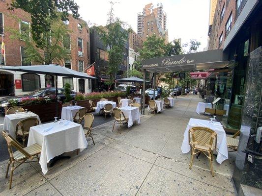 Outdoor dining options at Barolo East!