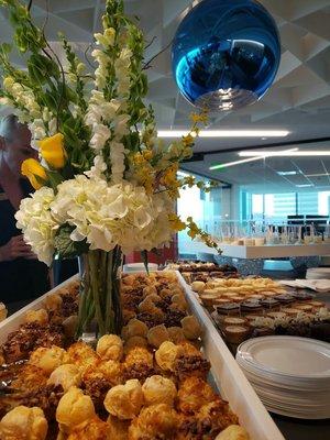 dessert set up for a 300 person tenant event