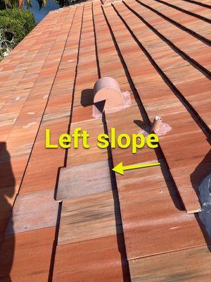 Roof tiles slipping from their location.