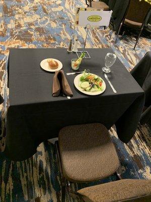 Seating for a party of 1 with the Chef’s Choice Displayed Appetizer and House Salad