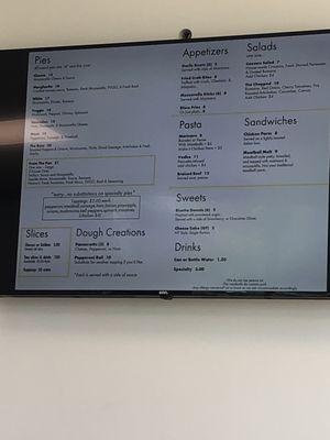 Menu (on wall)