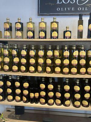 Olive oils and balsamic vinegar on display