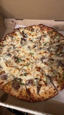 Steak pizza