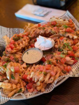 Waffle fries fully loaded