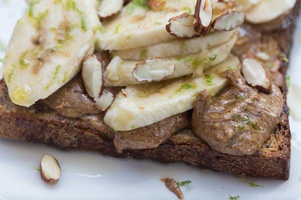 Banana & Almond Butter Toast: clover honey