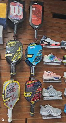 Pickleball paddles and shoes