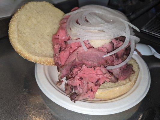 The BEST pit beef, pick your temp, sliced to order