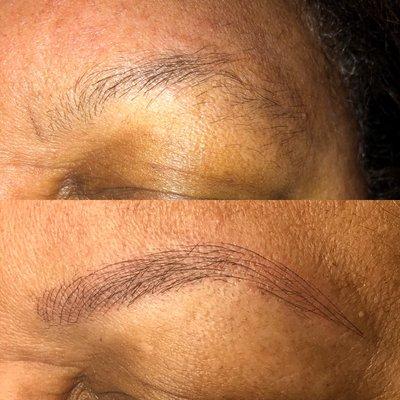 Before and after microblading