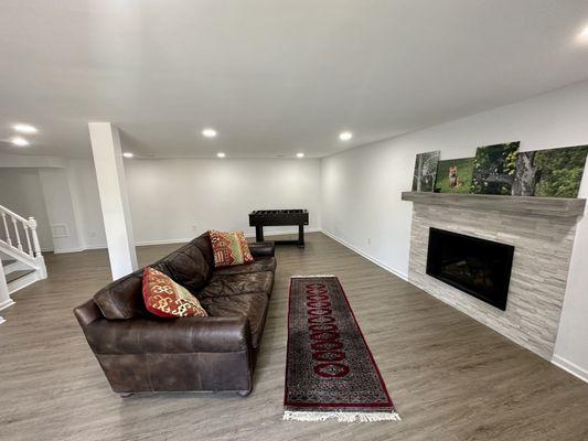 Basement fireplace - After