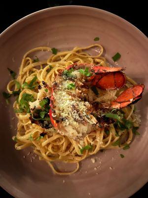 Lobster garlic butter noodles