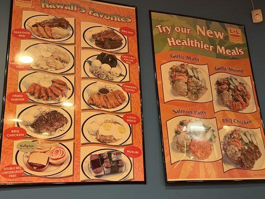 Photo of menu items on wall