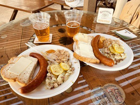 Sausage plates and beer. Perfection!