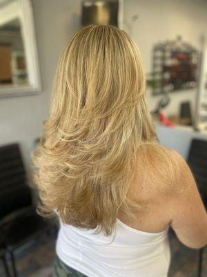 Long layers on highlights and low lights