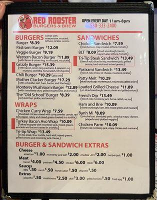 New menu- pic taken on 2/23/24