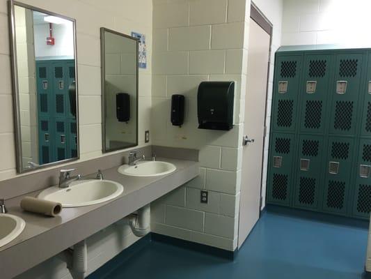 Restrooms with lockers and showers