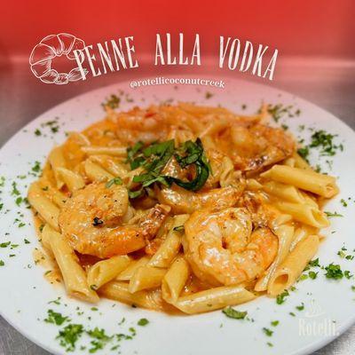 Penne alla vodka wit shrimps