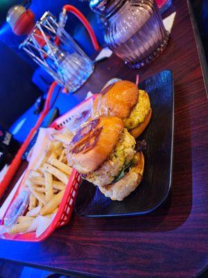 Crab cake sliders & French fries