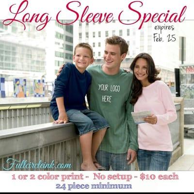 Take advantage of this special before time runs out! This qualifies all small-xtra large long sleeve tees.