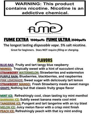 Lucky Clouds FUME disposable vape menu