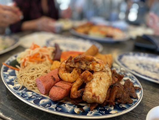 Com Tam 10 Mon  -- The plate itself has like 10 types of meat (bi, cha, thit, tau hu ky, lap xuong, tom, ca, cha gio, nem, chao tom)