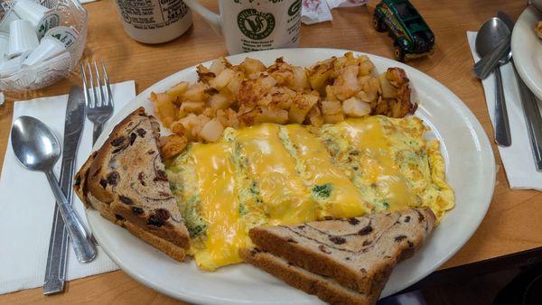 Broccoli and cheddar omelette