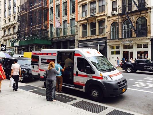 Customers in line in soho