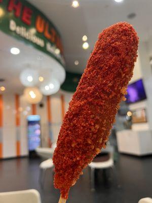 Hot Cheetos corn dog