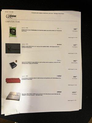 First part of my parts on Newegg I looked up