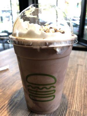 Chocolate Pudding Shake with Graham Cracker Pieces