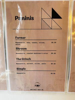 Panini Menu