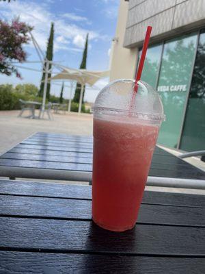 Watermelon agua fresca - great!  Pretty outdoor seating area.