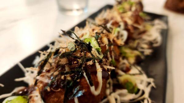 Takoyaki - Tempura covered fried octopus