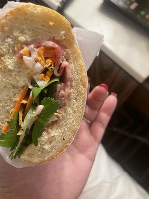 Banh mi... lotsa bread not too much meat.