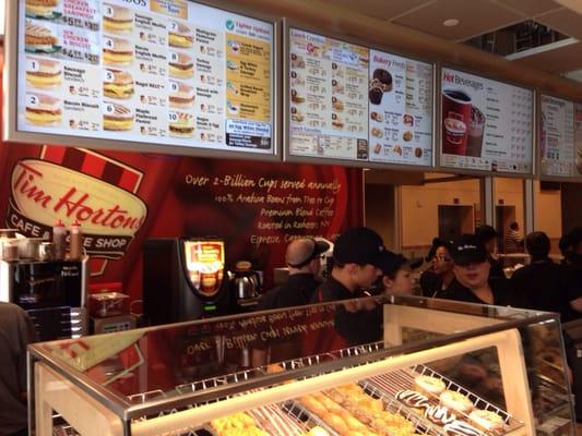 Pastry case and cashier area on opening day.