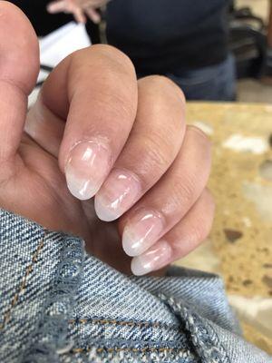 Acrylic full set, clear gel, almond shaped