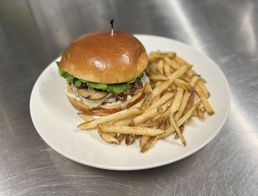 Mushroom Swiss burger