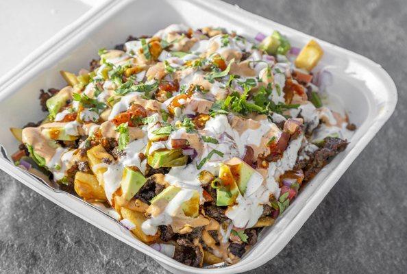 Fries with Asada or Camaron