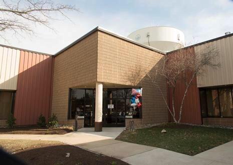 Front entrance of building.