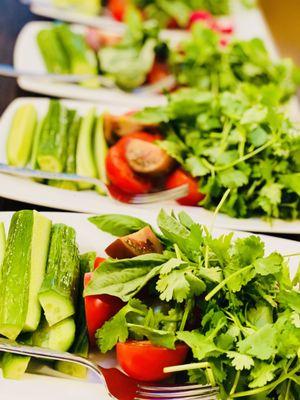 Cucumbers, Radishes, Parsley.