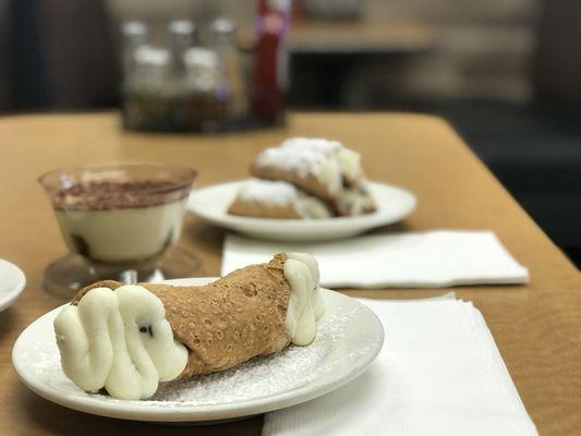 Some of our desserts cannoli~tiramisu & more mini cannolis.