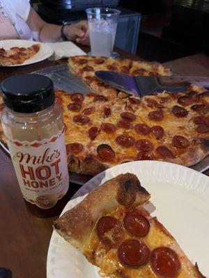 Pepperoni pizza with Mike's Hot Honey